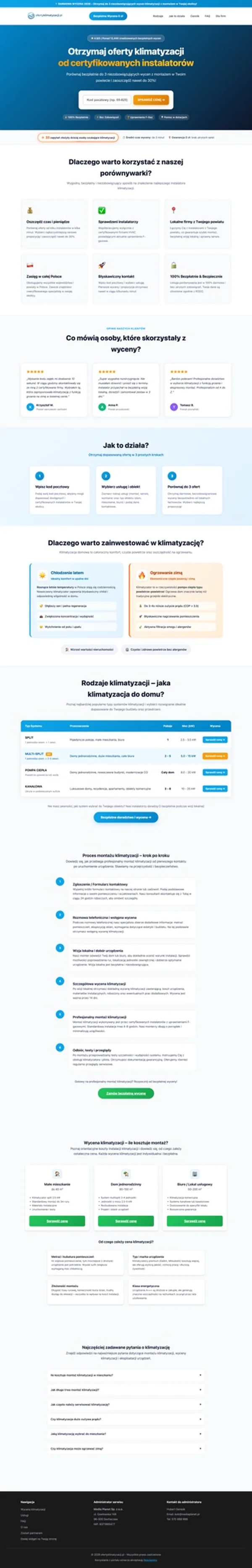 Oferty Klimatyzacji — pozyskiwanie zapytań